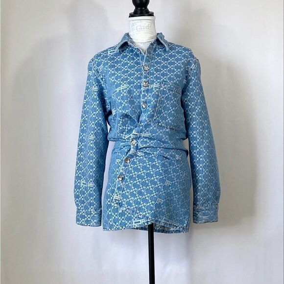 Off-White Monogram Twist Long Sleeve Denim Minidress size 40/ US size 6 - Picture 5 of 16
